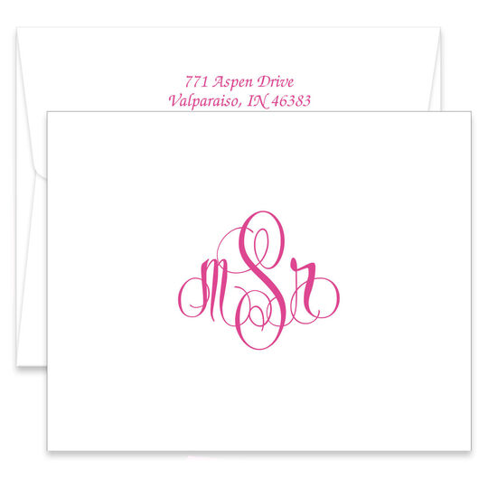 Elise Monogram Folded Note Cards - Raised Ink